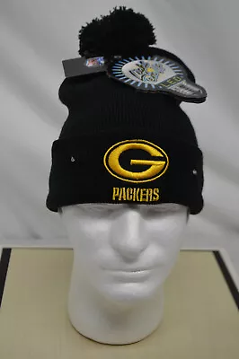 NEW  Black Green Bay Packers Team Logo LED Light Up Hat Winter Pom Beanie Knit  • $24.99