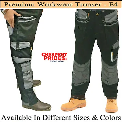 Heavy Duty Mens Cargo Work Trousers Combat Workwear Pants With Knee Pads Pockets • £18.59