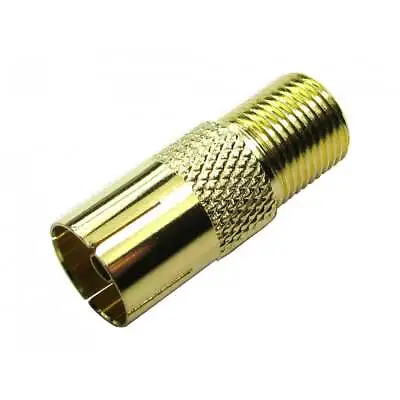 F Type Screw On Female TV Aerial Female Adapter Plug To Coax RF Satellite Gold • £1.99