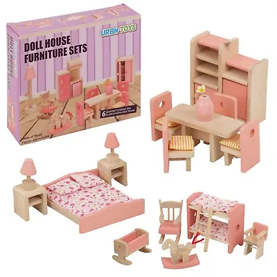 £24.99 • Buy Children Wooden Doll House Furniture Sets Bathroom Bedroom Living Room Gift Toy