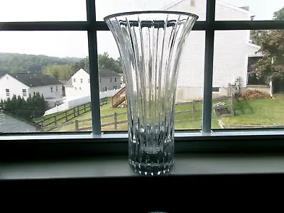 Mikasa Park Lane 10  Flared Flower Vase - Heavy Crystal Glass Vertical Ribs • $34.99