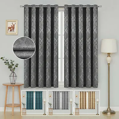 £10.99 • Buy Thermal Blackout Curtains Eyelet Ring Top Ready Made Short Window Curtain Pair