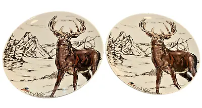 Mossy Oak DEER Salad Plate Porcelain Great Outdoors Mountain Cabin SET OF 2 • $17.99