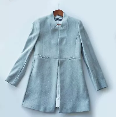 Zara Classic Blazer Light Grey Coat Size S Fully Lined Women Jacket NEW • $99