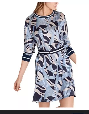 Marc Cain Silk Blue Mini Dress Sporty Light Luxe Size N1 Medium • $225