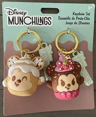 2023 Disney Parks Munchlings Mickey & Minnie Mouse Keychain Bag Tag Set NEW • £24.69