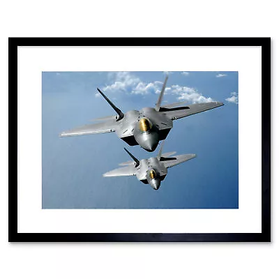 Military Air Plane Fighter Jet F22 Raptor Pacific Ocean Framed Wall Art Print • $34.99