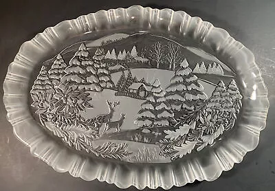 Mikasa Crystal Winter Dreams 18  Oval Canape / Serving Platter Christmas • $15