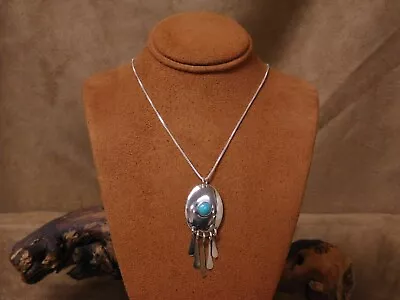 Vintage Southwestern Silver Turquoise Pendant   • $42