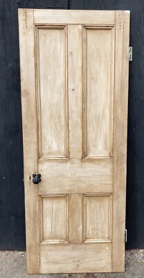 £75 • Buy Antique Victorian 4 Panel Stripped Pine Door 2.4 M X 80 Cm