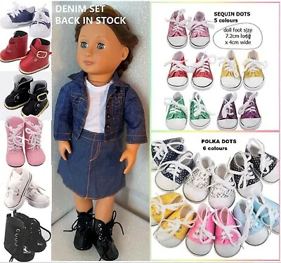 Denim Jacket 18  Doll Clothes Skirt Shoes Boots Trainer Our Generation Baby Born • £6