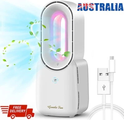$45.99 • Buy Rechargeable Ultra Quite Bladeless Desk Fan 11.8inch Air Cooler Home & Office