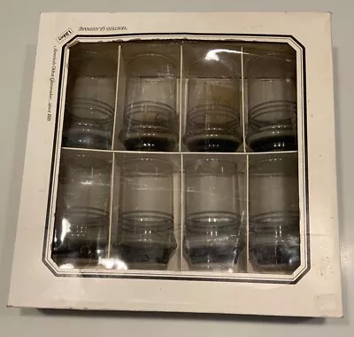Vintage Libbey Hostess 12 Oz Beverage Glasses Smoky Gray Striped Grip (Set Of 8) • $34.99
