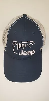 JEEP TRUCKER HAT CAP NAVY GRAY BASEBALL Stone Fade Logo  • $16