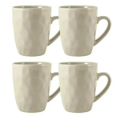 David Mason Maison Home Set Of 4 Stoneware Hammer Effect Mugs In Cream Or Grey • £16.99