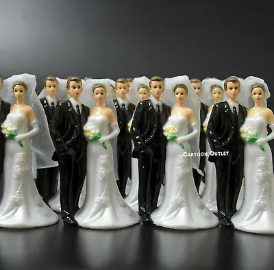 12 WEDDING COUPLE CAKE TOPPER PLASTIC BRIDE & GROOM RECUERDO D BODA Party Favors • $22.95