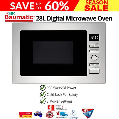 Baumatic BAM28TK-2 60cm 28L 5 Power Levels Built-In Microwave • $424.99