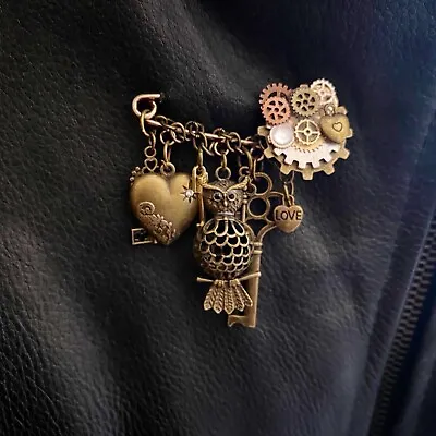 Steampunk Kilt Safety-pin Charm Brooch Rare And Unique Handcrafted In USA • $25.99