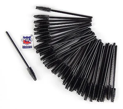 50 Pack Disposable Eyelash Mascara Brushes Wands Applicator Black • $5.98