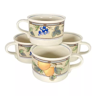 Mikasa Intaglio Cups Mugs CAC29 Garden Harvest 2.25” T  Holds 8 Oz Set Of 4 • $12