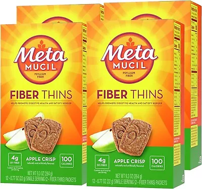 Metamucil Fiber Thins Digestive Health Apple Crisp Flavor 12 Ct Pack Of 4 • $28.98