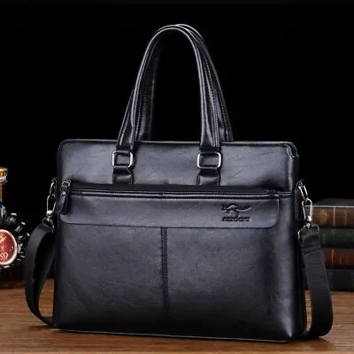 14'' Mens LEATHER Bag Business Office Crossbody Handbag Briefcase Laptop Pack • $29.99