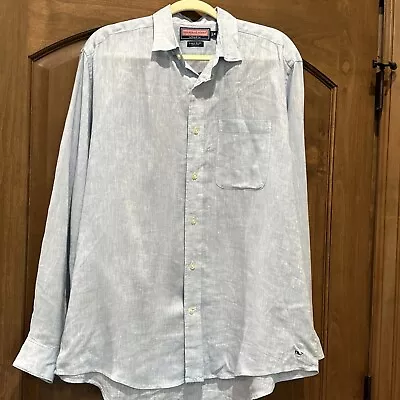 Vineyard Vines Blue Shirt Men’s Medium 100% Linen Long Sleeve Buttons. Preowned. • $24.99