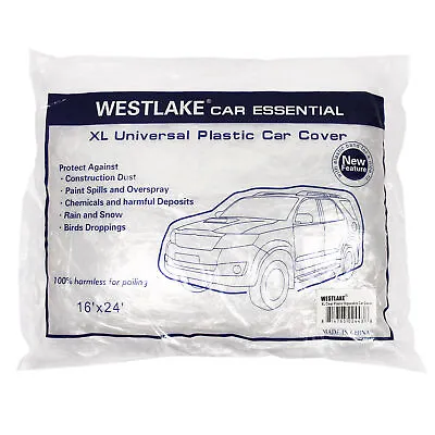 XL Extra Large Full Size Car Cover Water Dust Dirt Proof Clear PE Plastic • $16.99