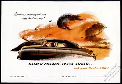 1949 Kaiser-Frazer Sedan Car Fall Leaves Art Vintage Print Ad • $37