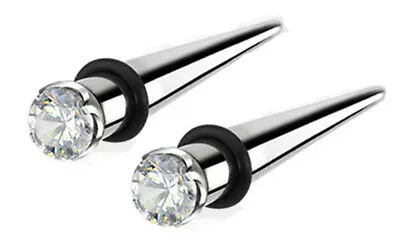 0g 8mm Pair Surgical Steel Gem Diamond Tapers Ear Stretching Kit Gauges Gauging • $15.99