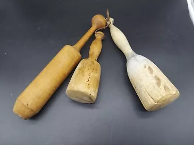 £44.16 • Buy 3 Vintage Primitive Wood Pestle Potato Masher Muddler Froe