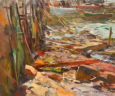 Colorful Abstract Painting By Marine Artist Charles Movalli  Low Tide  • $5000