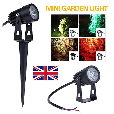 240V LED Mains Garden Spike Lights Outdoor Yard Lawn Waterproof Ground Spotlight • £6.19