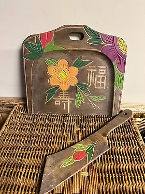 VINTAGE Crumb Catcher/Silent Butler Beautifully Painted Wood. Made In Japan. F • $12