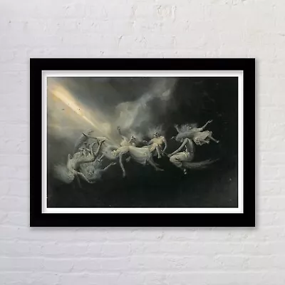 Lightning Striking Witches By William Holbrook Beard Framed Art Print Occult • £25.49