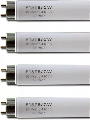 4pack 18inch F15T8-CW 15W Cool White Fluorescent Light Bulb 4100K Straight Tube • $32.53