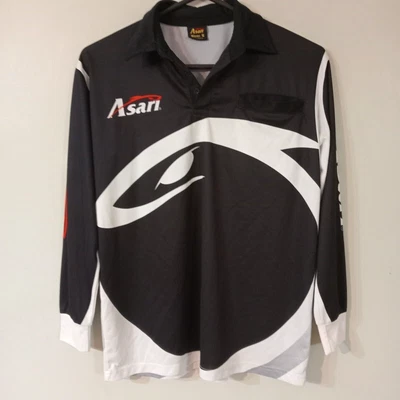 $12.99 • Buy Fishing Shirt Size Small S Black And White Long Sleeve Pocket Polyester ASARI