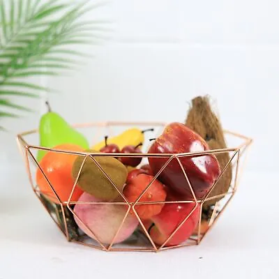 Copper Wire Fruit Bowl Bread Basket Storage Dish Dining Table Home Object Decor • £6.95