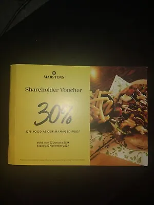 Marston's 30% Off Food Voucher Expires 30 November 24 • £6