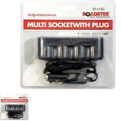 £2.99 • Buy 12v 24 Volt Cigarette Lighter Lead Splitter Socket Extension Cable Charger New