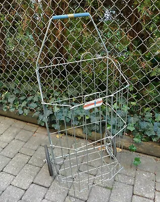 Vintage Grocery Flea Market Shopping Laundry Cart Wire Basket On Wheels • $89