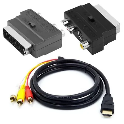 1080P -Compatible Male S-Video To 3 RCA AV Audio Cable W/SCART To 3 RCA Pho Y9P3 • £9.31