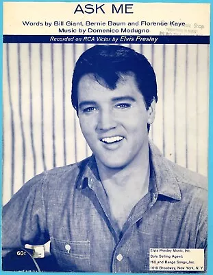 ELVIS PRESLEY: ASK ME - Original 1964 Sheet Music - Modugno Grant Baum Kaye • $6.37