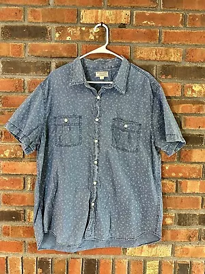 $24.99 • Buy Wallace & Barnes Button Up Shirt Men’s XXL Blue White Polka Dot Short Sleeve