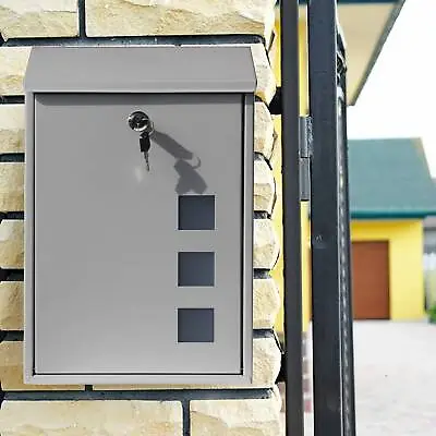 Large Outdoor Lockable Letter Post Box Mailbox Wall Mounted Secure Mail W/keys • £16.95