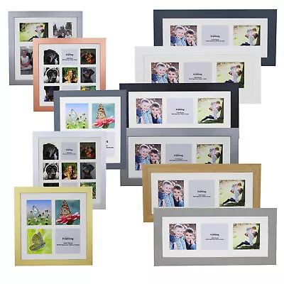 REAL WOOD Square Multi Aperture Photo Picture Frame Instagram Wide Collage 4x4 • £18.75