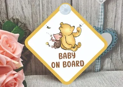 Winnie The Pooh Baby On Board Car Sign - Baby Child On Board -Baby Shower Gift • £8.95