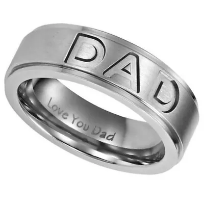 Mens Father Dad Titanium Engraved Love You Dad For Family Gift Christmas • £6.47