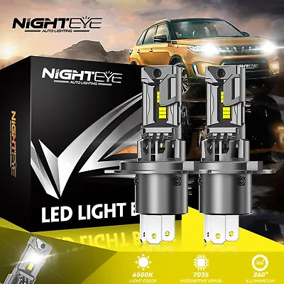 NIGHTEYE H4 LED Headlight Bulbs Kit 70W 30000LM 6500K White Super High Low Beam • $34.99