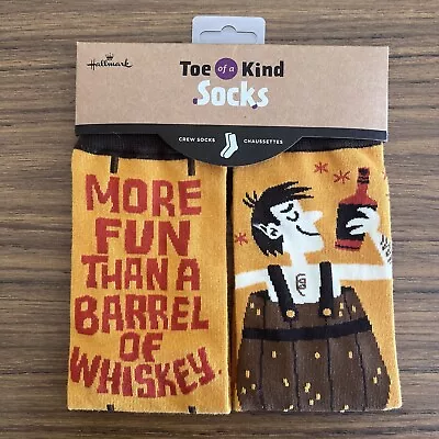 TOE Of A KIND More Fun Than A Barrel Of WHISKEY Designer CREW SOCKS Hallmark • $12.95